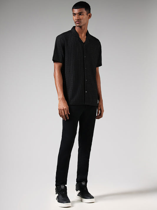 Nuon Black Cutwork Resort Fit Shirt