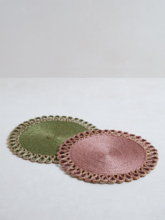 Westside Home Pink and Green Multiloop Placemats (Set of 2)