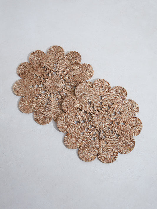 Westside Home Brown Daisy Placemat (Set of 2)