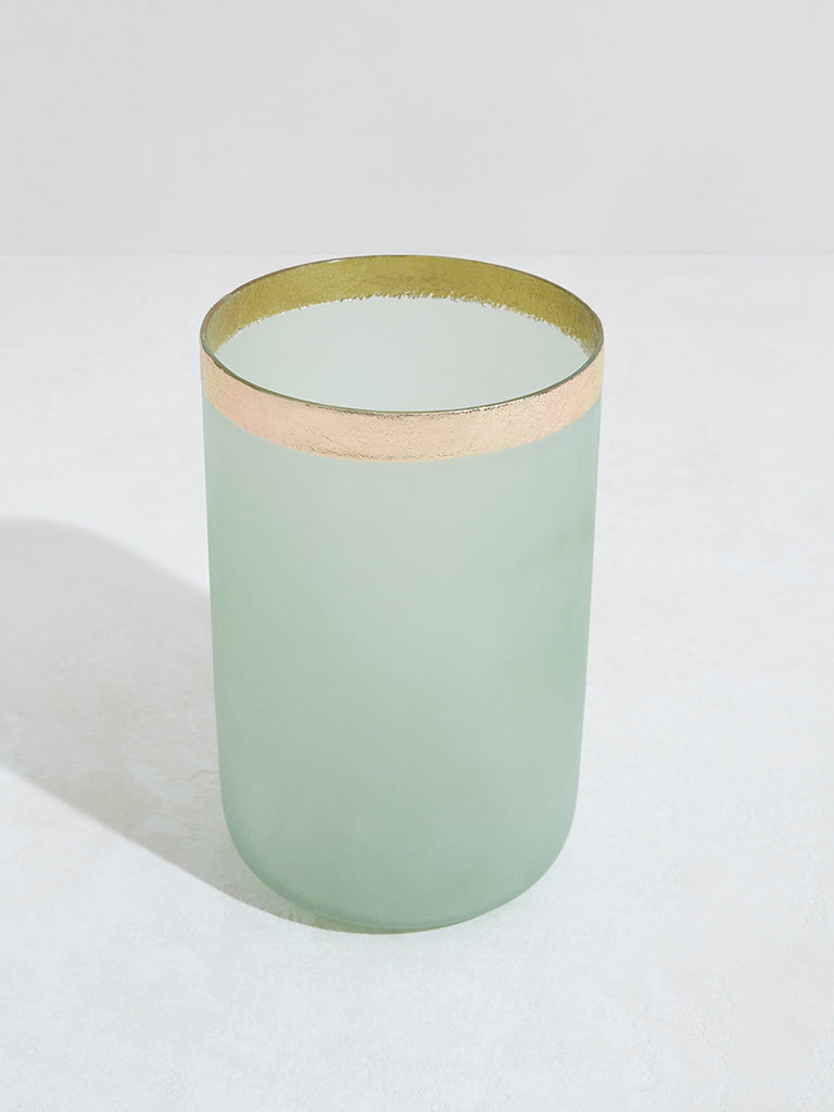 Westside Home Green Candle Stand with Gold Rim