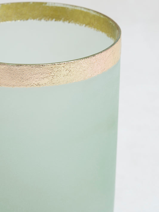 Westside Home Green Candle Stand with Gold Rim