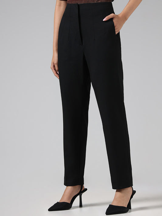 Wardrobe Solid Black Tailored Trousers