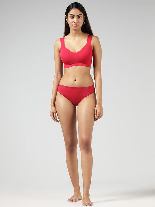 Wunderlove Solid Pink High Leg Invisible Brief