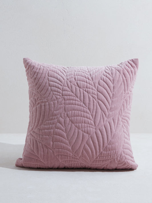 Westside Home Dusty Pink Leaf Quilted Cushion Cover