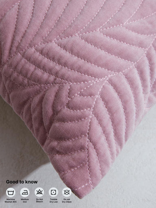 Westside Home Dusty Pink Leaf Quilted Cushion Cover