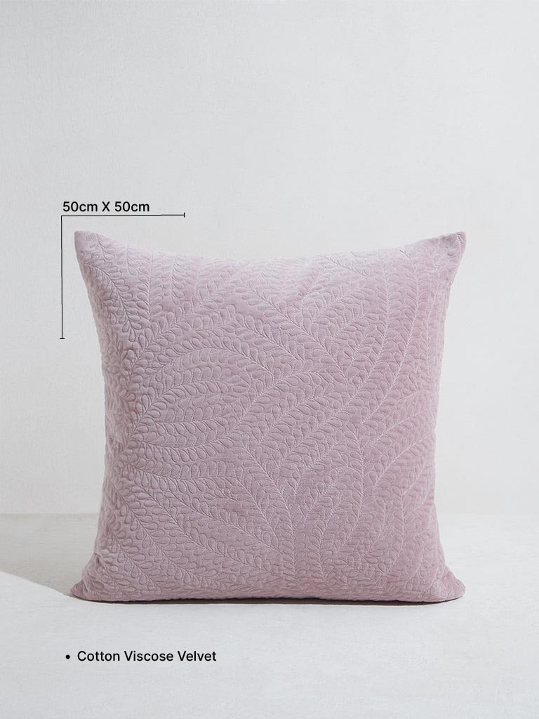 Westside Home Pink Leaf Quilted Cushion Cover