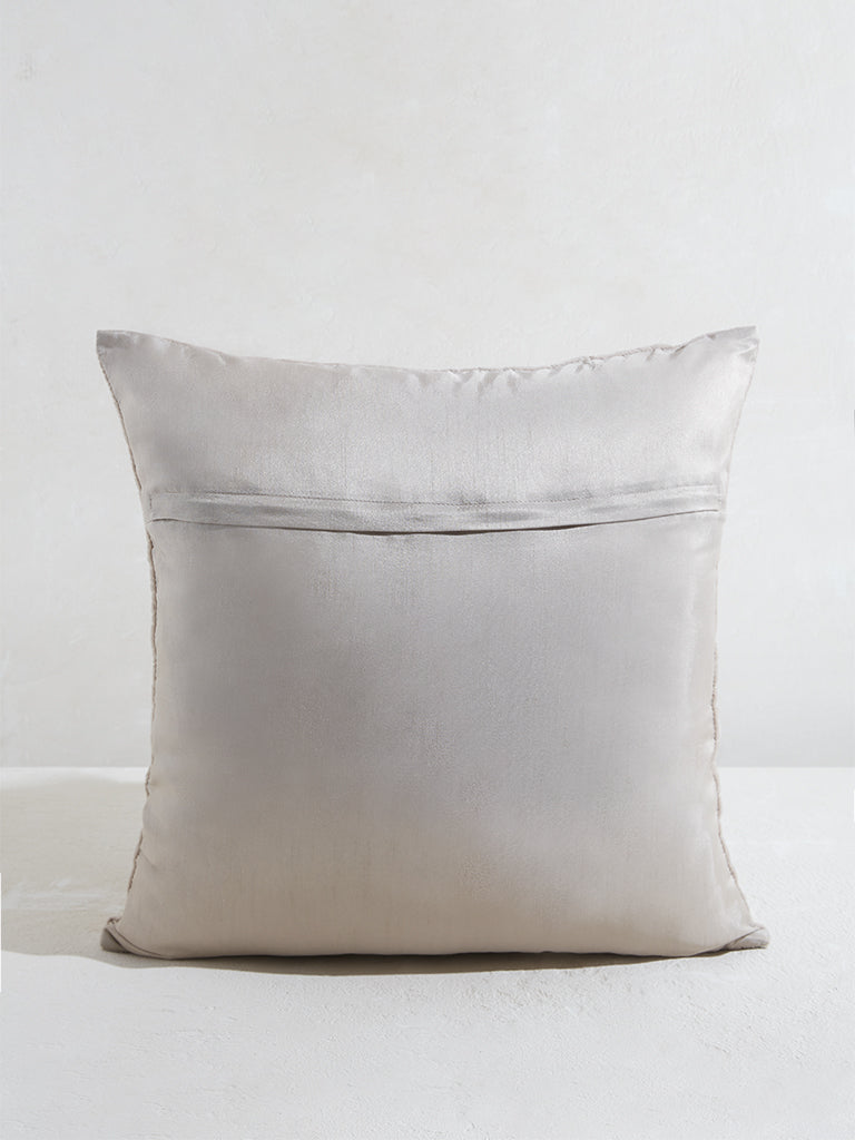 Westside Home Beige Leaf Quilted Cushion Cover
