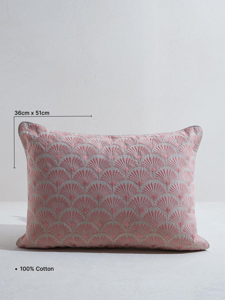 Westside Home Dusty Pink Shell Embroidered Cushion Cover