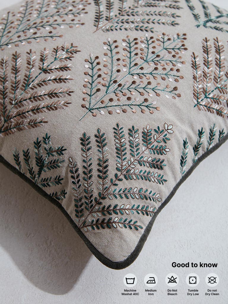 Westside Home Mint Tree Embroidered Cushion Cover