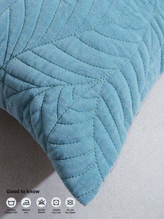 Westside Home Blue Leaf Quilted Cushion Cover