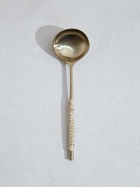 Westside Home Dull Gold Serving Spoon with Rattan