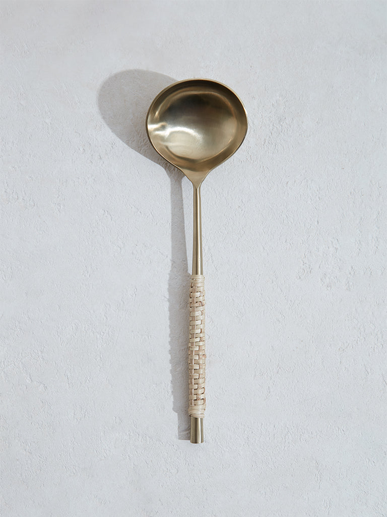 Buy Westside Home Dull Gold Serving Spoon with Rattan from Westside