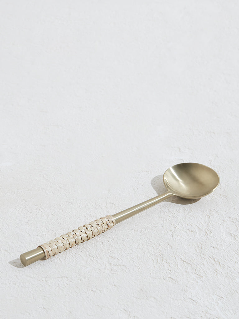 Buy Westside Home Dull Gold Serving Spoon with Rattan-Small from Westside