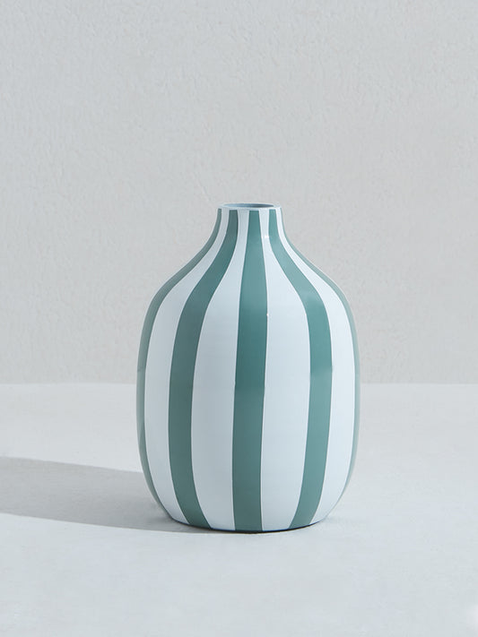 Westside Home Aqua Striped Vase-Small