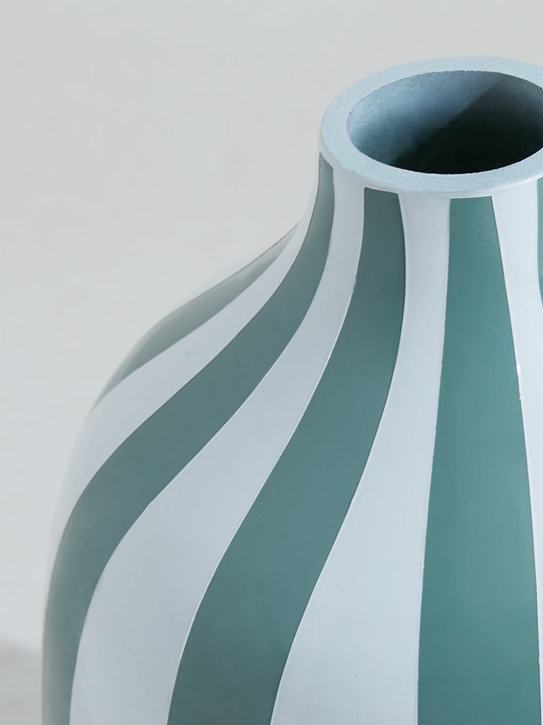 Westside Home Aqua Striped Vase-Small