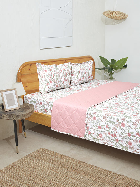 Westside Home Dusty Pink Floral Print Double Comforter