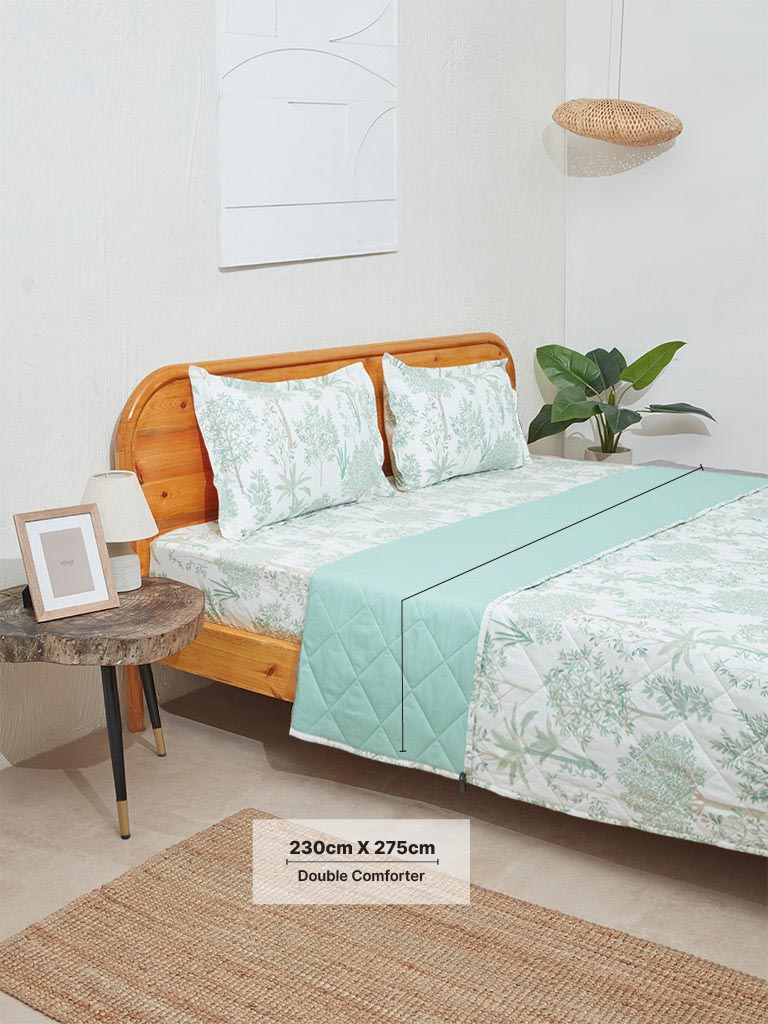 Westside Home Light Green Toile Printed Double Comforter