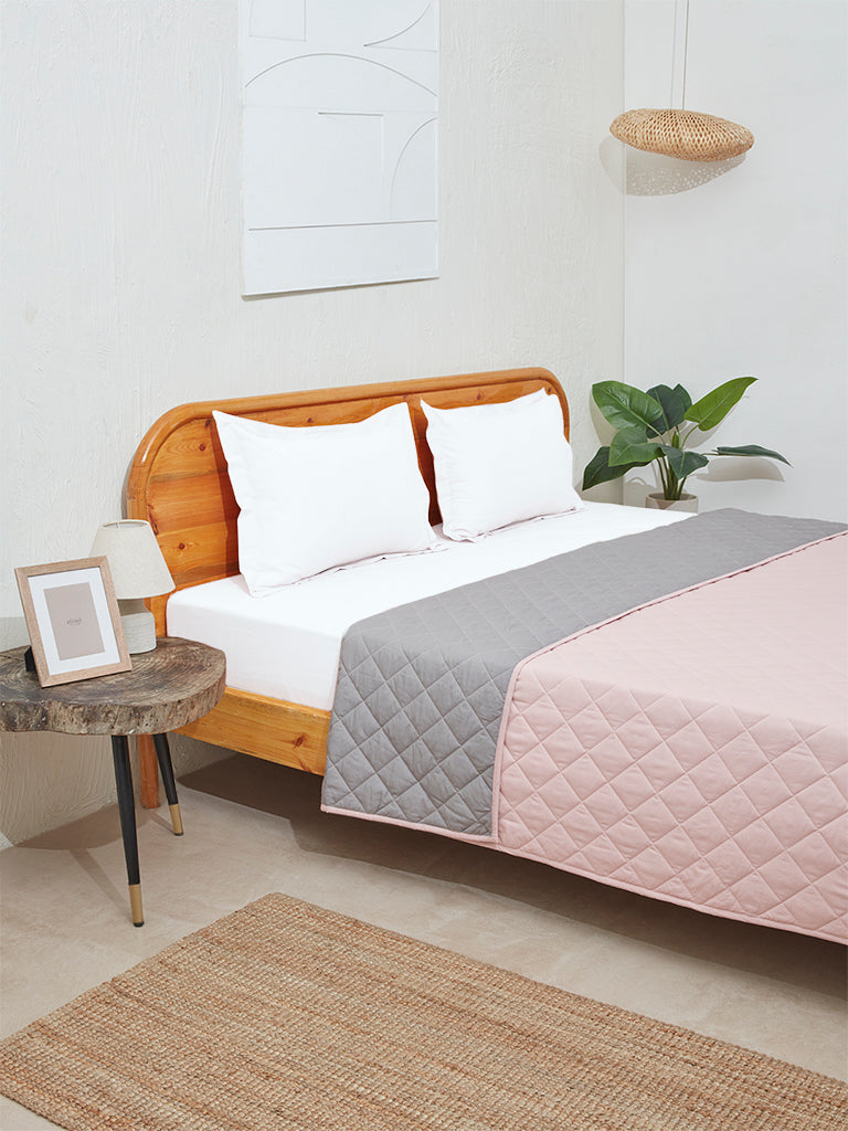 Westside Home Dusty Pink Reversible Solid Double Quilt