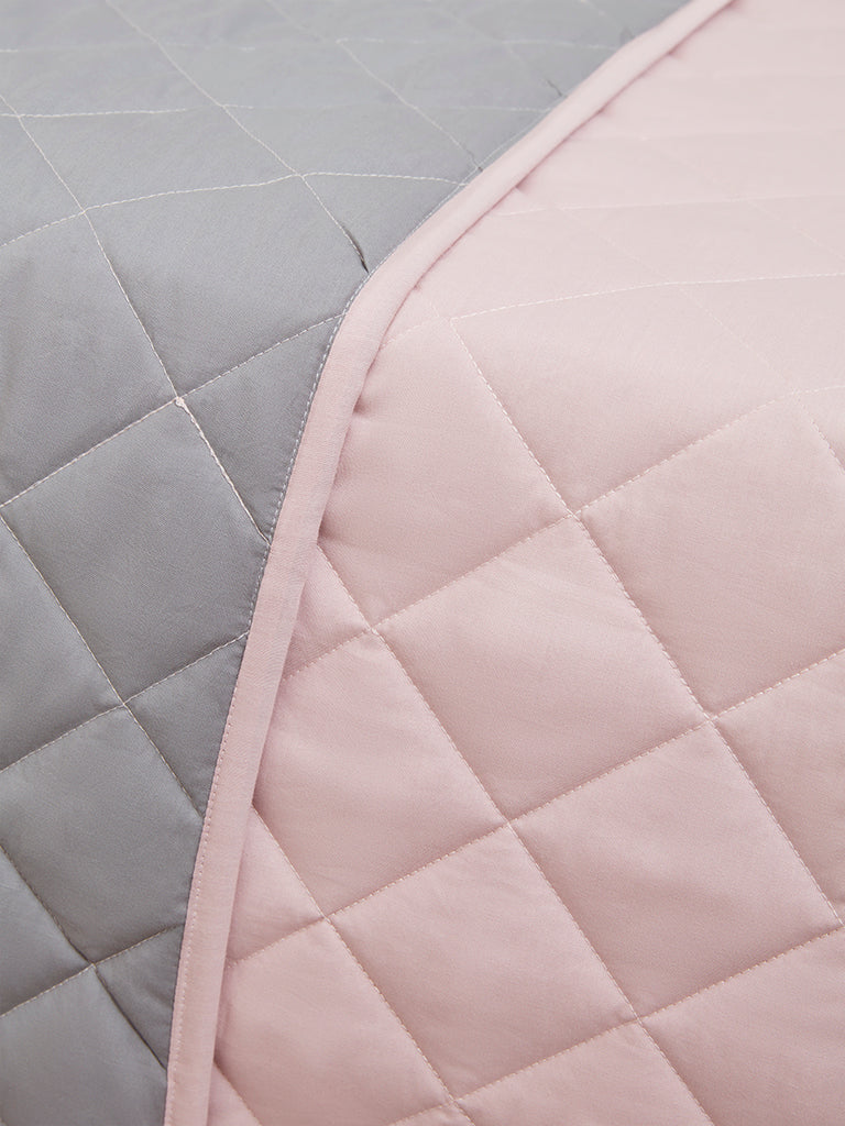 Westside Home Dusty Pink Reversible Solid Double Quilt