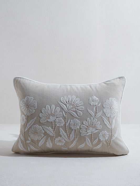Westside Home White Floral Design Cushion Cover