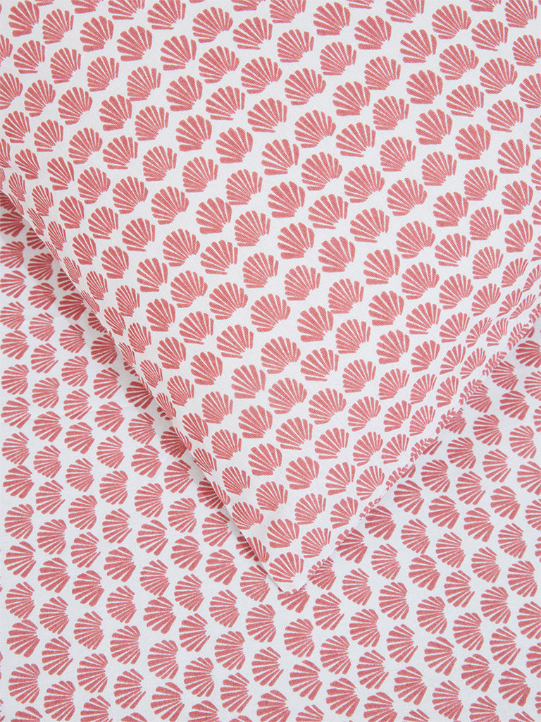 Westside Home Dark Pink Seashell Design Single Bed Flat Sheet and Pillowcase Set