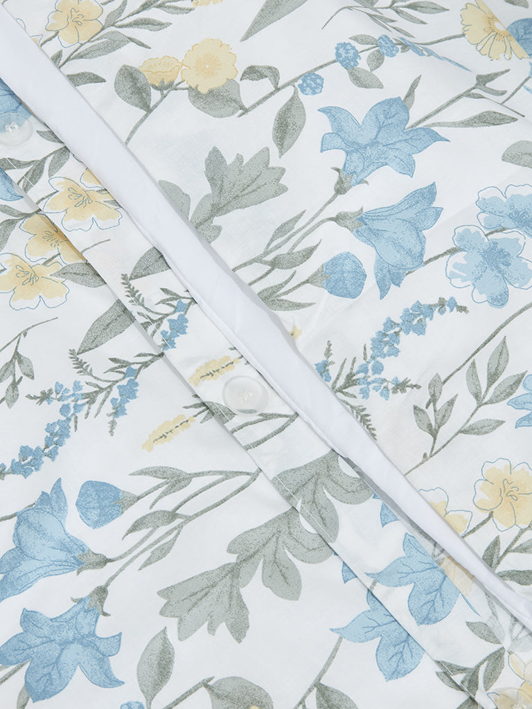 Westside Home Blue Chintz Floral Design Duvet Cover