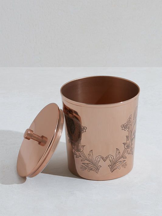 Westside Home Copper Damask Design Metal Jar-Large