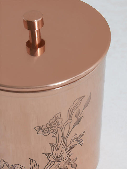 Westside Home Copper Damask Design Metal Jar-Large