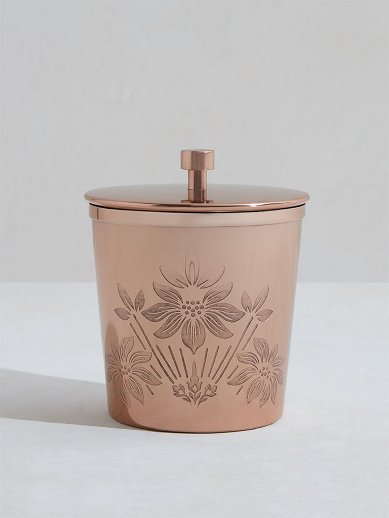 Westside Home Copper Damask Design Metal Jar-Small