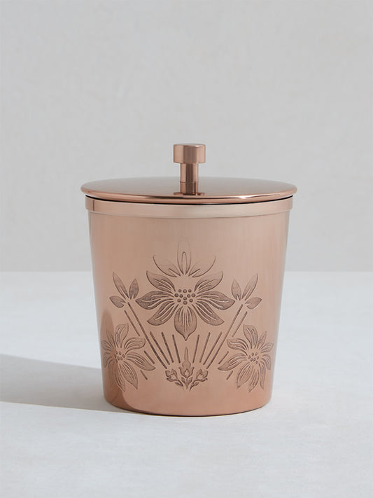 Westside Home Copper Damask Design Metal Jar-Small