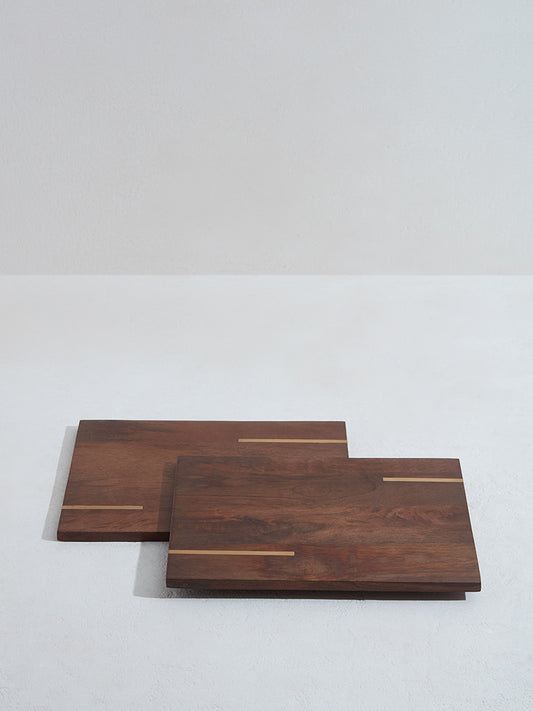 Westside Home Dark Brown Wooden Placemats (Set of 2)