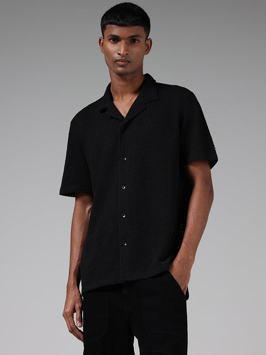 Nuon Black Relaxed Fit Knitted Shirt