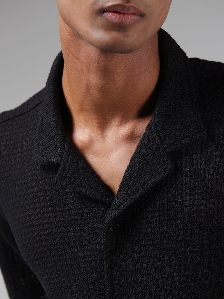 Nuon Black Relaxed Fit Knitted Shirt