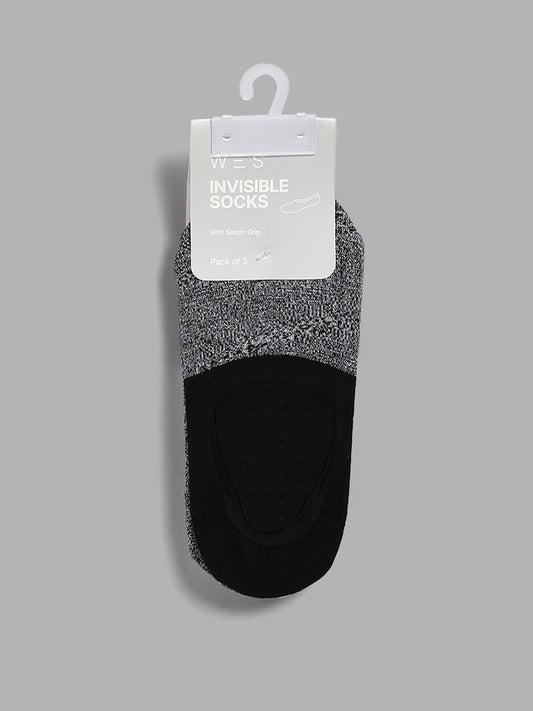 WES Lounge Charcoal Cotton Blend Invisible Socks - Pack of 3