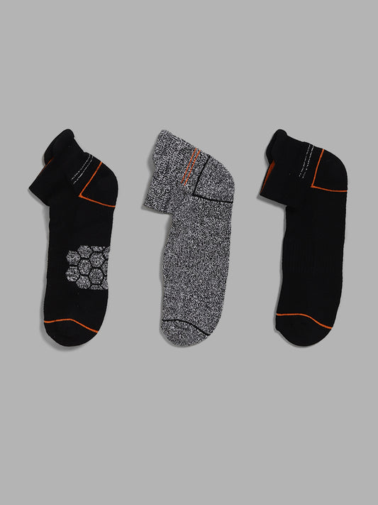 WES Lounge Charcoal Cotton Blend Trainer Socks - Pack of 3