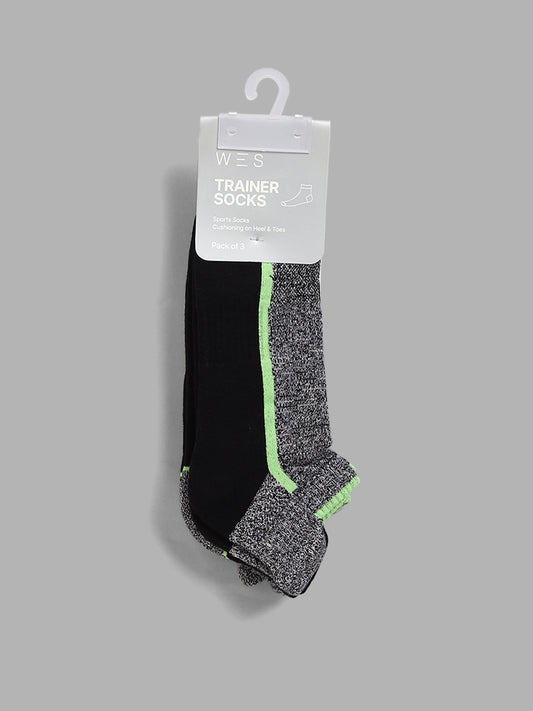 WES Lounge Black Trainer Socks - Pack of 3
