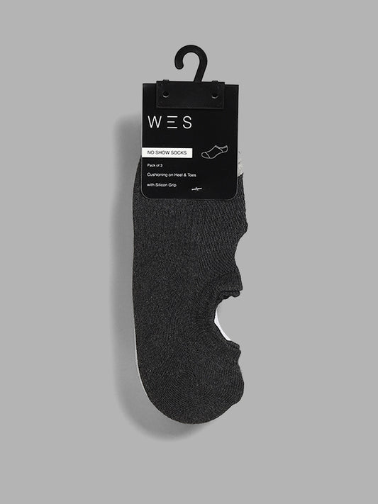 WES Lounge Grey Melange No show Socks- Pack of 3