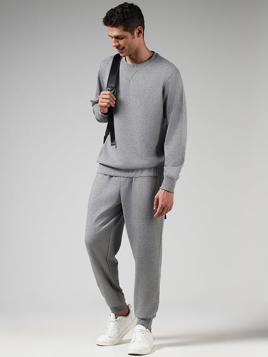 WES Lounge Solid Grey Mid Rise Relaxed Fit Joggers