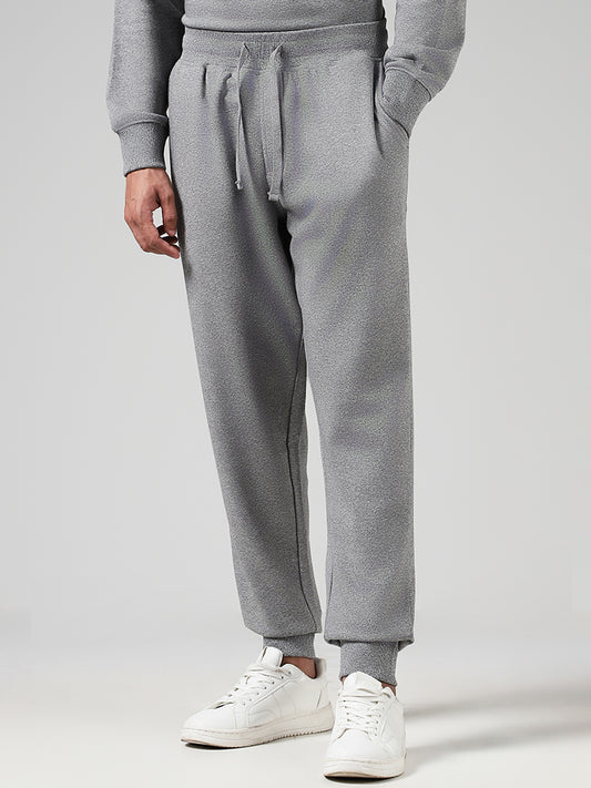 WES Lounge Solid Grey Mid Rise Relaxed Fit Joggers