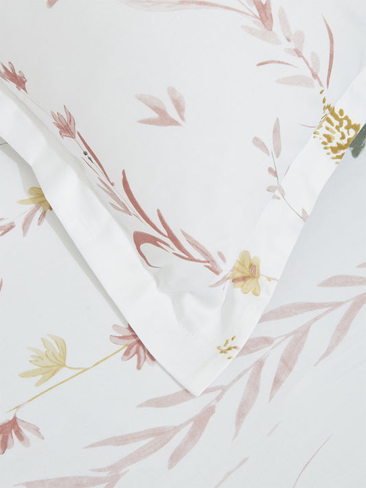 Westside Home Pink Floral Design King Bed Flat Sheet and Pillowcase Set