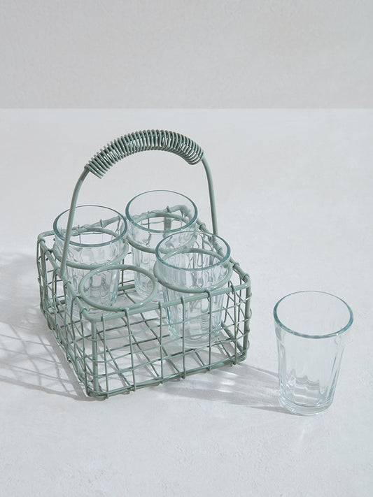 Westside Home Mint Wired Chai Caddy With Four Glasses