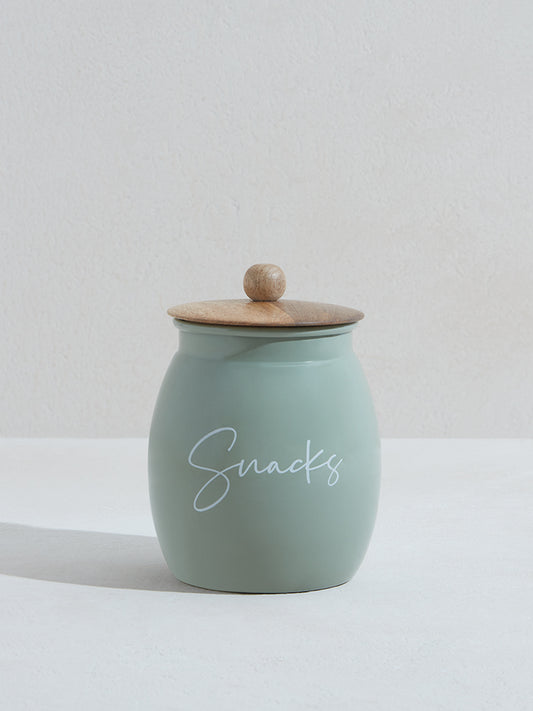 Westside Home Mint Snacks Canister With Wooden Lid