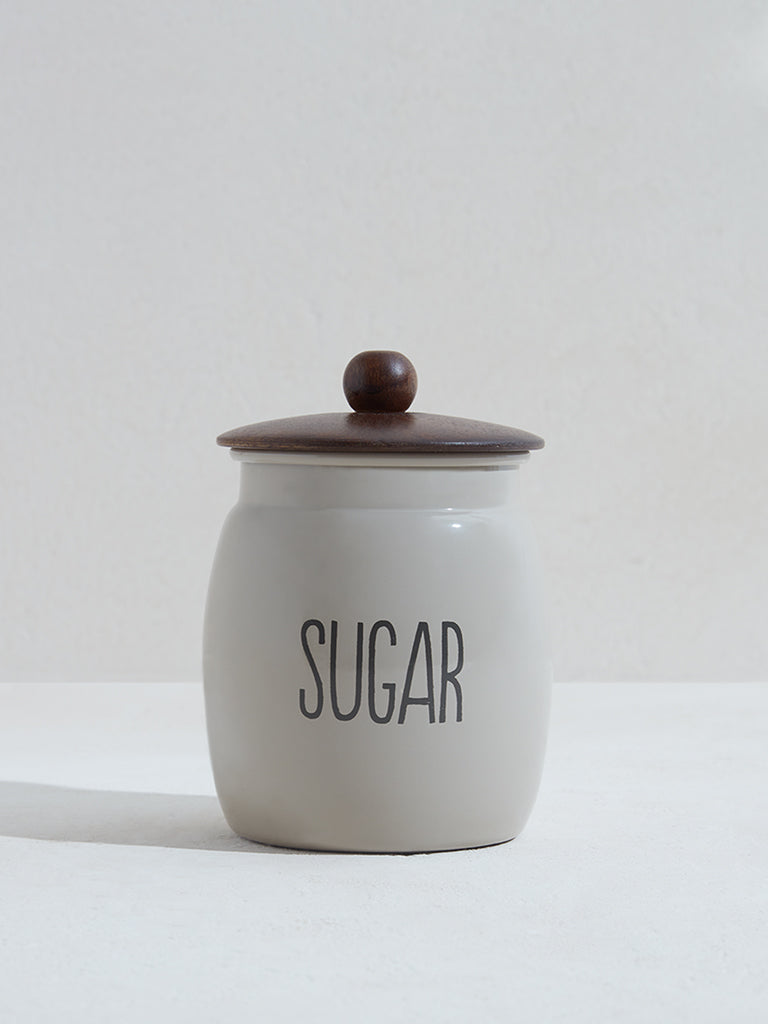 Westside Home Off White Sugar Canister