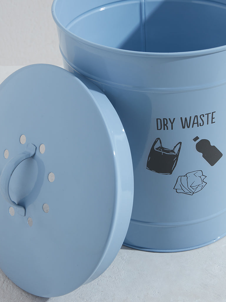 Westside Home Light Blue Typographic Dry Waste Dustbin