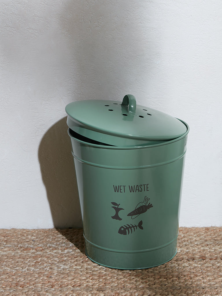 Westside Home Green Typographic Wet Waste Dustbin