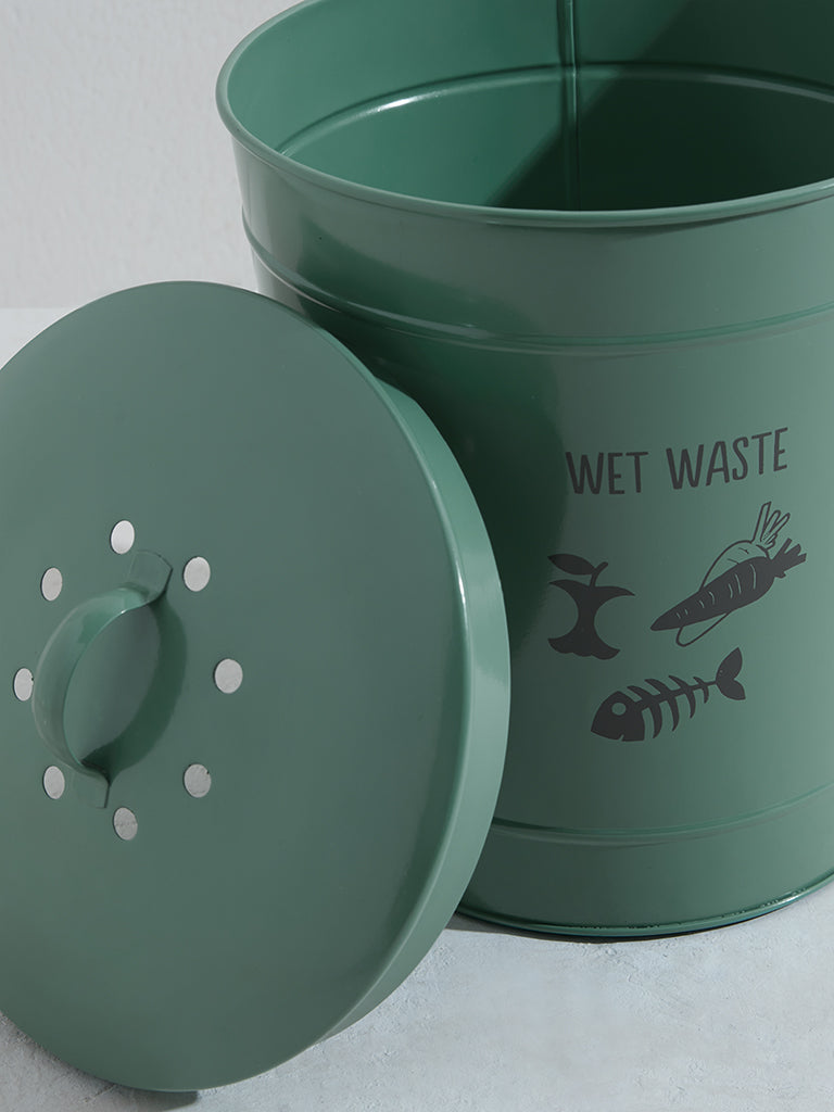 Westside Home Green Typographic Wet Waste Dustbin
