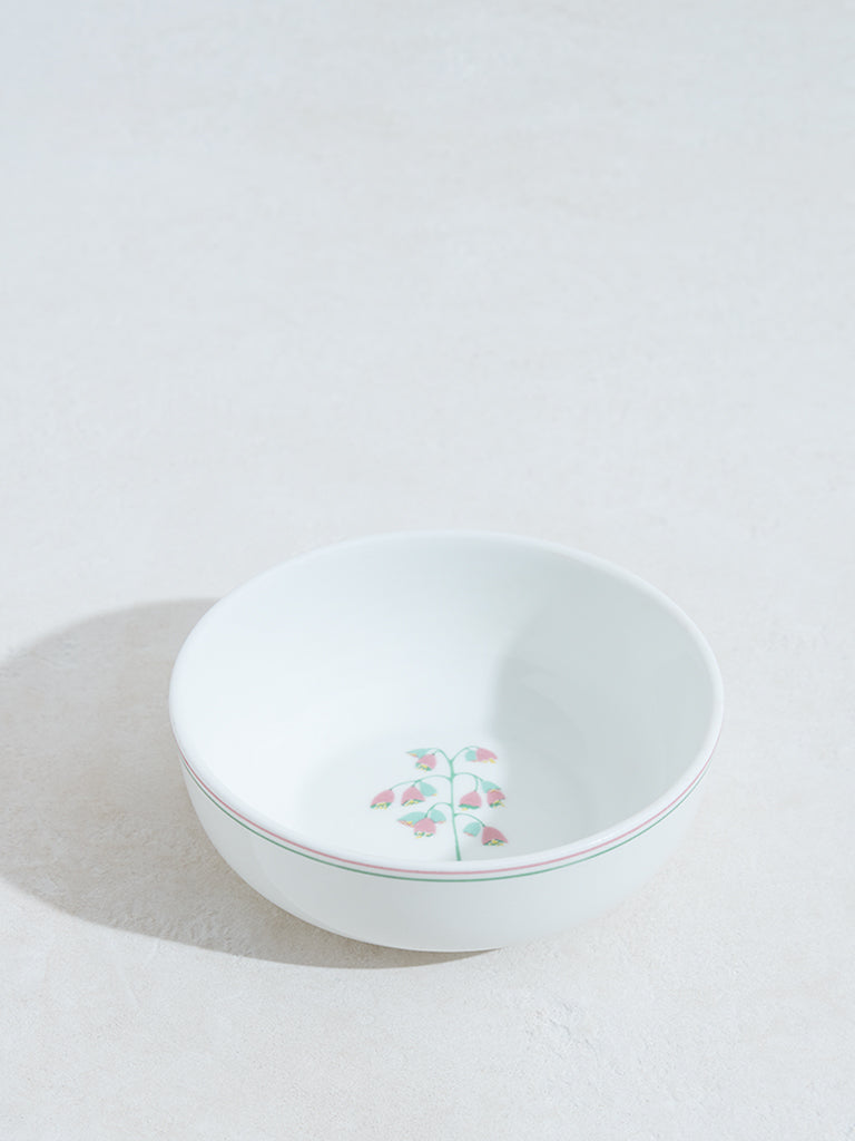 Westside Home White Floral Printed Small Bowl