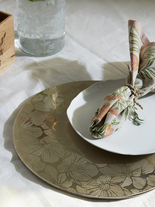 Westside Home Dull Gold Floral Patterned Placemat