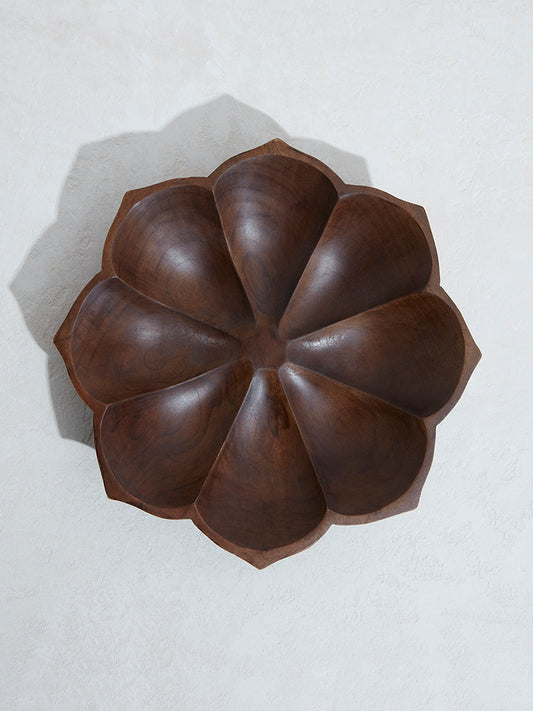 Westside Home Dark Brown Lotus Decorative Platter