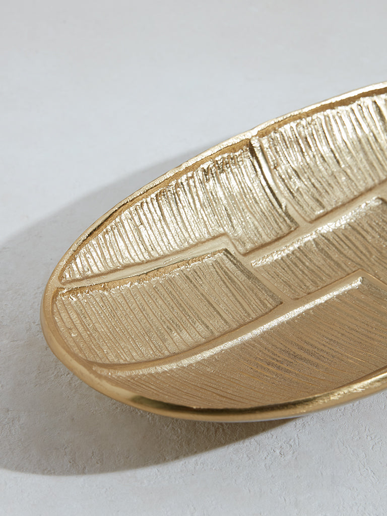 Westside Home Gold Decorative Leaf Platter